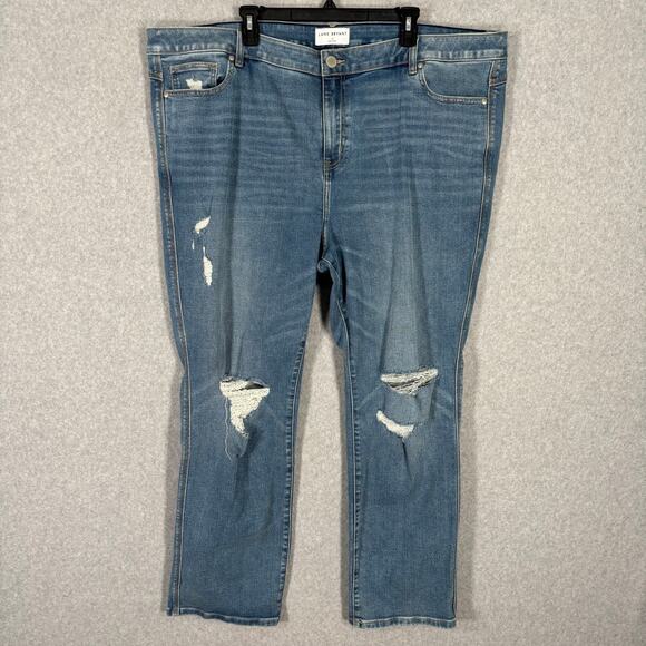 Lane Bryant Jeans Womens 26 Bootcut Knee Holes Distressed High Rise Ripped Torn‎ - Picture 1 of 11